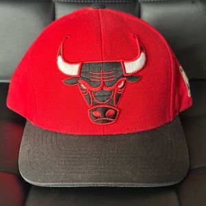 Red and Black Bulls Cap Mitchell and Ness